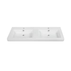 47.2 in. W x 19.3 in. D Solid Surface Resin Vanity Top in White