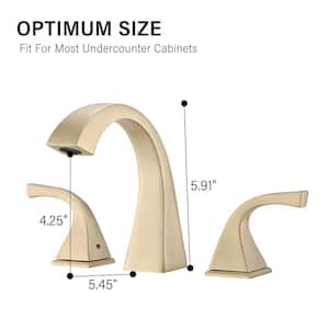 Monset 8 in. Widespread Double Handle Bathroom Faucet with Pop-Up Drain in Brushed Gold (1-Pack)