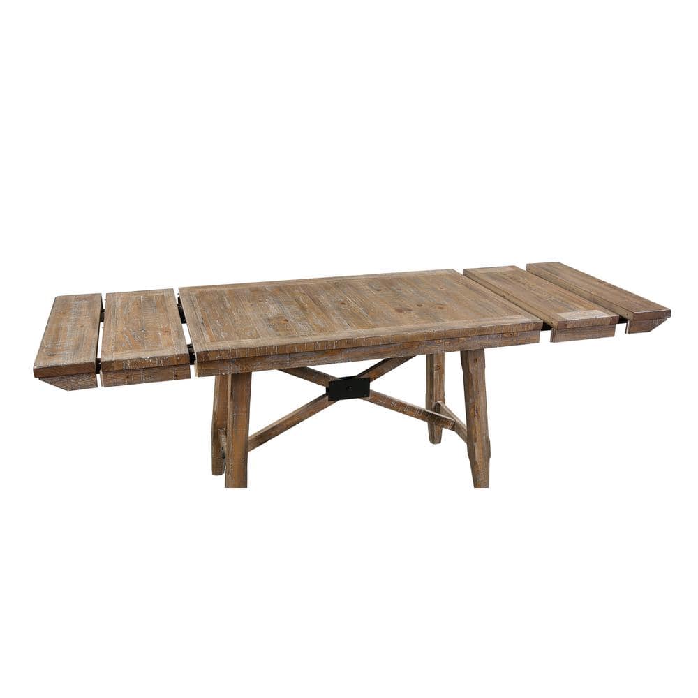 Riverdale Light Brown Distressed Wood 9-Piece Counter Height Dining Set