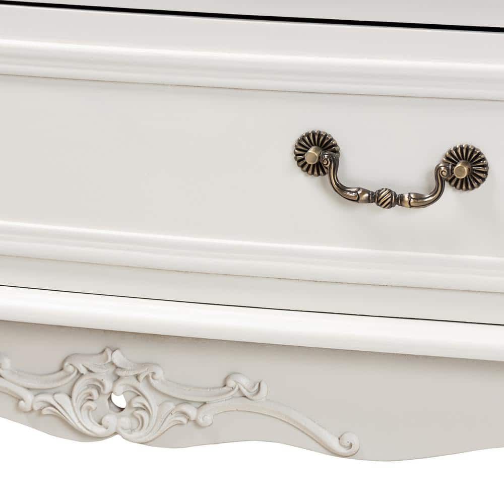 Gabrielle White 3-Drawer Wood Dresser with Brass Handles