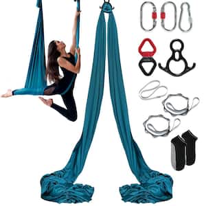 Aerial Silk and Yoga Swing 11 Yards Aerial Yoga Hammock Kit with 100gsm Nylon Fabric, Green
