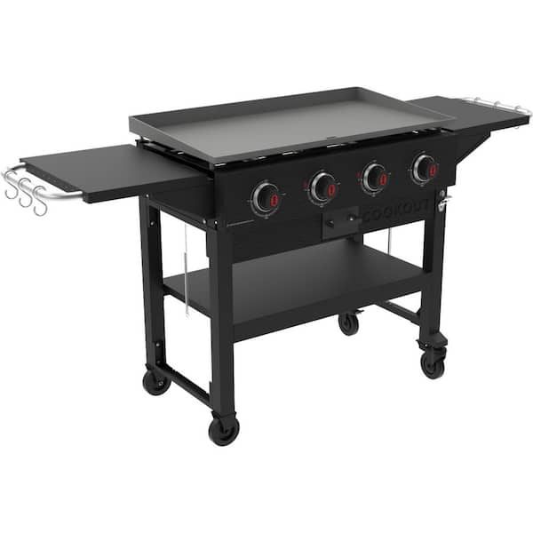 Cookout 4-Burner Propane Gas Grill in Black with 720 sq. in. Total Cooking  Surface, Grease Tray and 2-Side Shelves