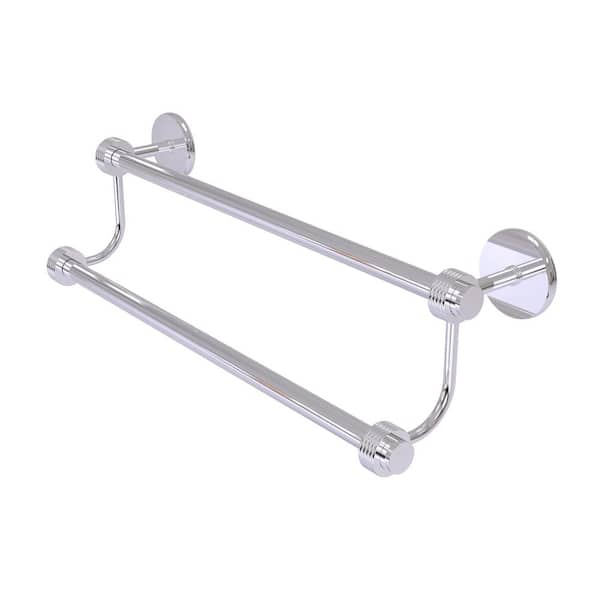 Allied Brass Satellite Orbit Two 24 in. Wall Mounted Double Towel Bar with Groovy Accent in Polished Chrome