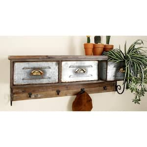 White Distressed 1 Shelf Wood Scroll Wall Shelf