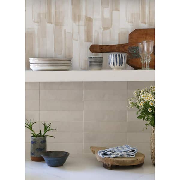 Watercolor Glass Neutral Beige Peel and Stick Wallpaper