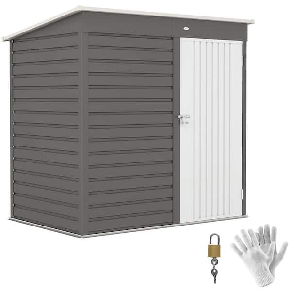 6 ft. x 4 ft. Outdoor Storage Shed Metal Garden Shed with Lockable Door and Gloves Tool Shed Dark Gray