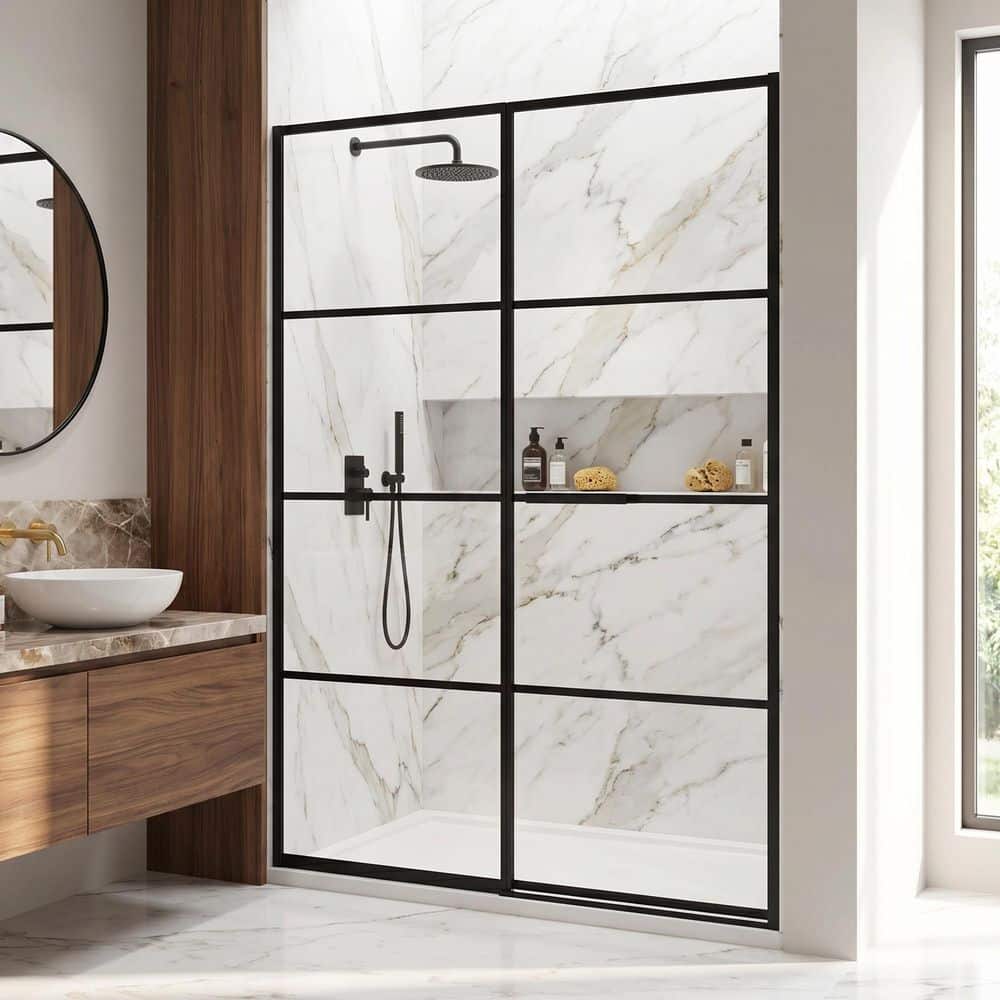 VIGO Meridian 59 1/2 to 60 in. W x 74 in. H Hinged Shower Door in