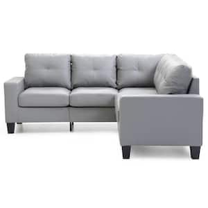 Newbury 82 in. W 2-Piece Faux Leather L Shape Sectional Sofa in Gray