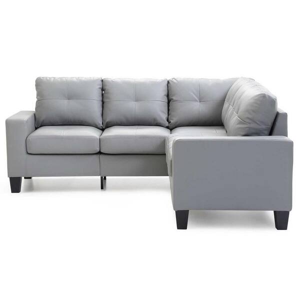AndMakers Newbury 82 in. W 2Piece Faux Leather L Shape Sectional Sofa
