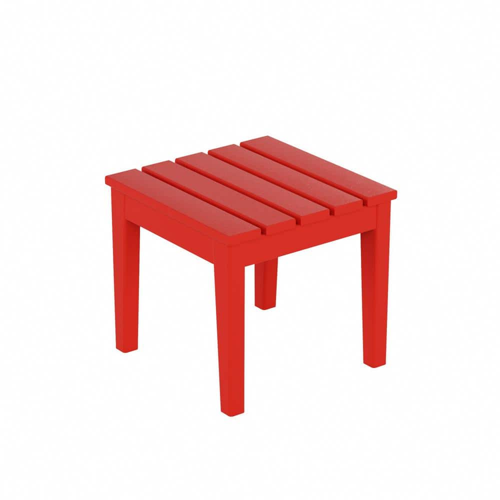 WESTIN OUTDOOR Shoreside Red Square HDPE Plastic 18 in. Modern Outdoor Side Table OP8001 RD The Home Depot