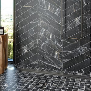 Elegance Marquina Gold Chevron 3.15 in. x 15.75 in. Matte Porcelain Marble look Floor and Wall Tile (10.34 sq. ft./Case)