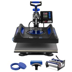 Heat Press Machine, 15 x 15 in. 5 in 1 Heat Transfer Machine with 30 oz. Tumbler Press,Black+Blue