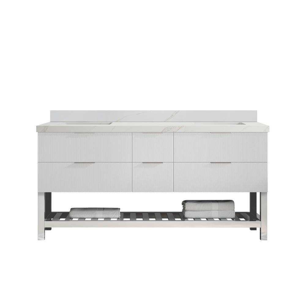 Catalina 72 in. W x 22 in. D x 36 in. H Double Sink Bath Vanity in White with 2 in. Calcutta Sienna Qt. Top price history on PriceWatchPro