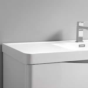 Tuscany 24 in. Modern Wall Hung Bath Vanity in Glossy White w/ Vanity Top in White w/ White Basin and Medicine Cabinet