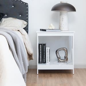 2-Tier Nightstand with X-shape Design and 4-Solid Legs