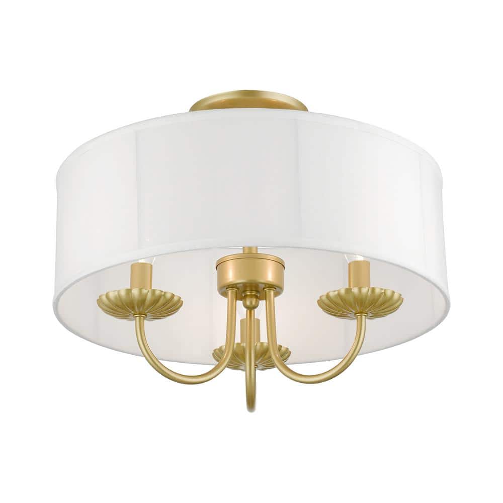 Brookdale Soft Gold 3-Light LED Semi-Flush Drum Light
