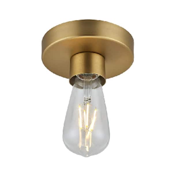 Unbranded 5 in. 1-Light Gold Flush Mount with No Bulbs Included