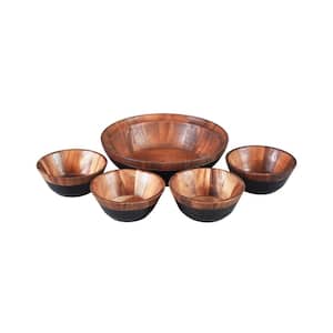 Kona Wood 5-Piece (Brown) Acacia Wood Salad Set
