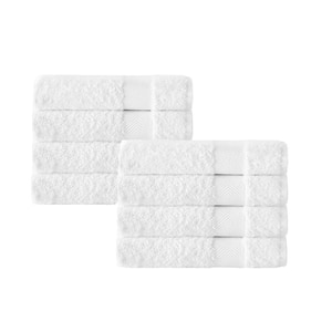 Kansas 8-Pieces White Turkish Cotton Hand Towels