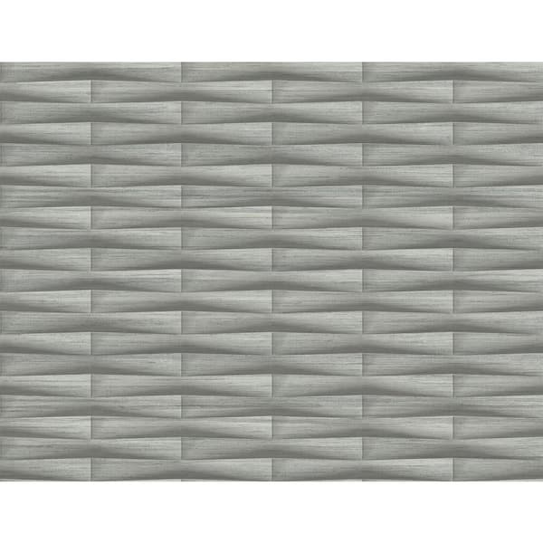 A-Street Prints Gator Light Grey Geometric Stripe Vinyl Non-Pasted Textured Repositionable Wallpaper