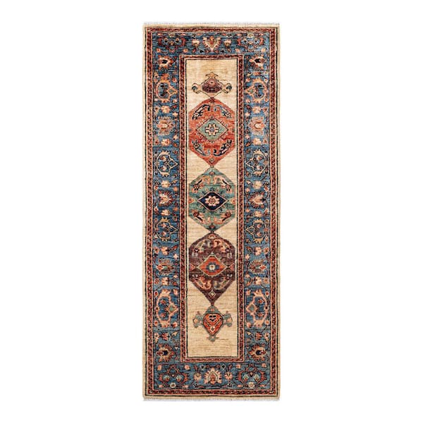 Solo Rugs Serapi One-of-a-Kind Traditional Ivory 2 ft. x 6 ft. Hand Knotted Tribal Area Rug