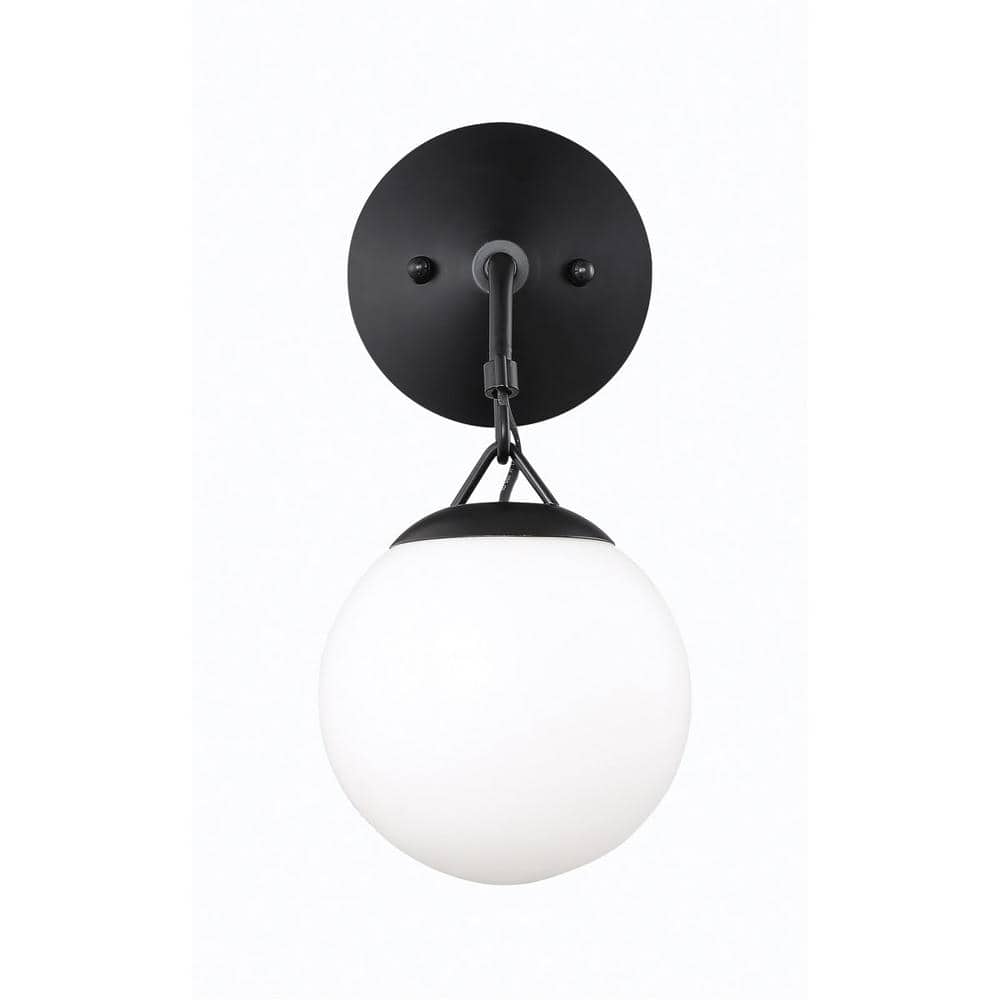 Flat Black Steel Round Shade Wall Sconce