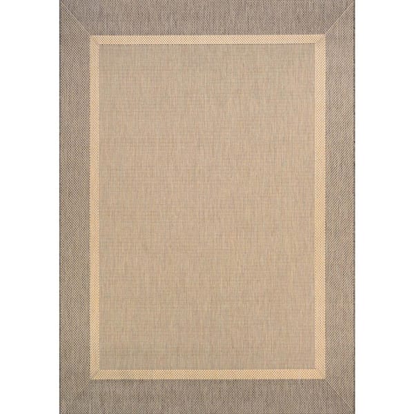 Recife Stria Texture Natural-Coffee 2 ft. x 4 ft. Indoor/Outdoor Area Rug