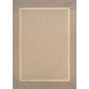 Recife Stria Texture Natural-Coffee 8 ft. x 11 ft. Indoor/Outdoor Area Rug