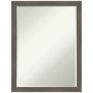 Edwin Clay Grey 20.5 in. x 26.5 in. Petite Bevel Casual Rectangle Wood Framed Wall Mirror in Gray