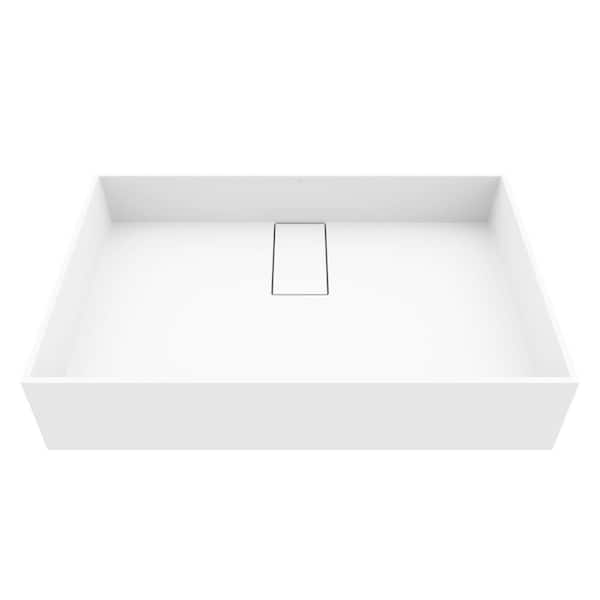 VIGO Bryant Modern White Matte Stone 23 in. L x 15 in. W x 5 in. H Rectangular Vessel Bathroom Sink