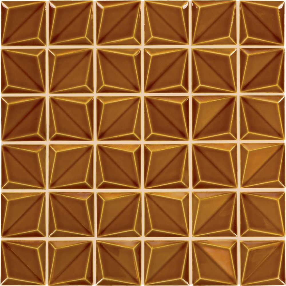Artefino Vintage Amber 12 in. x 12 in. Glossy Porcelain Floret Mosaic Tile (9.6 sq. ft. /case) price history on PriceWatchPro
