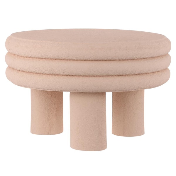 JONATHAN Y Rashida 13.5 in. Contemporary Minimalist Curvy Low Accent Table, Pink Frosted