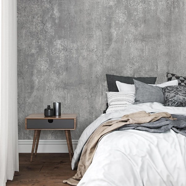 Light Grey Peel and Stick Wallpaper Roll Self Adhesive Cement Concrete Contact Paper Vinyl Wrap (Covers 30.78 Sq. Ft. )