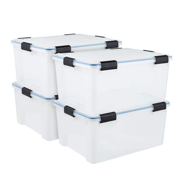 44 qt. /11 Gal Plastic Storage Bins with Sealed Lids, Clear Gasket Box, Airtight Containers 4Pk