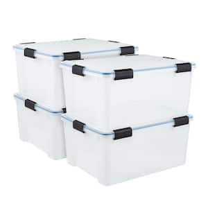44 qt. /11 Gal Plastic Storage Bins with Sealed Lids, Clear Gasket Box, Airtight Containers 4Pk