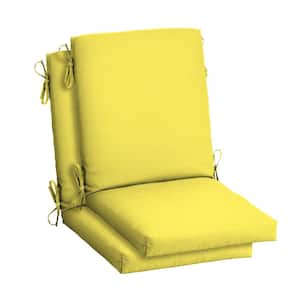 20 in. x 20 in. Lemon Yellow Leala High Back Outdoor Dining Chair Cushion (2-Pack)