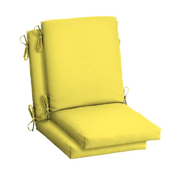 ARDEN SELECTIONS 20 in. x 20 in. Lemon Yellow Leala High Back Outdoor Dining Chair Cushion (2-Pack)