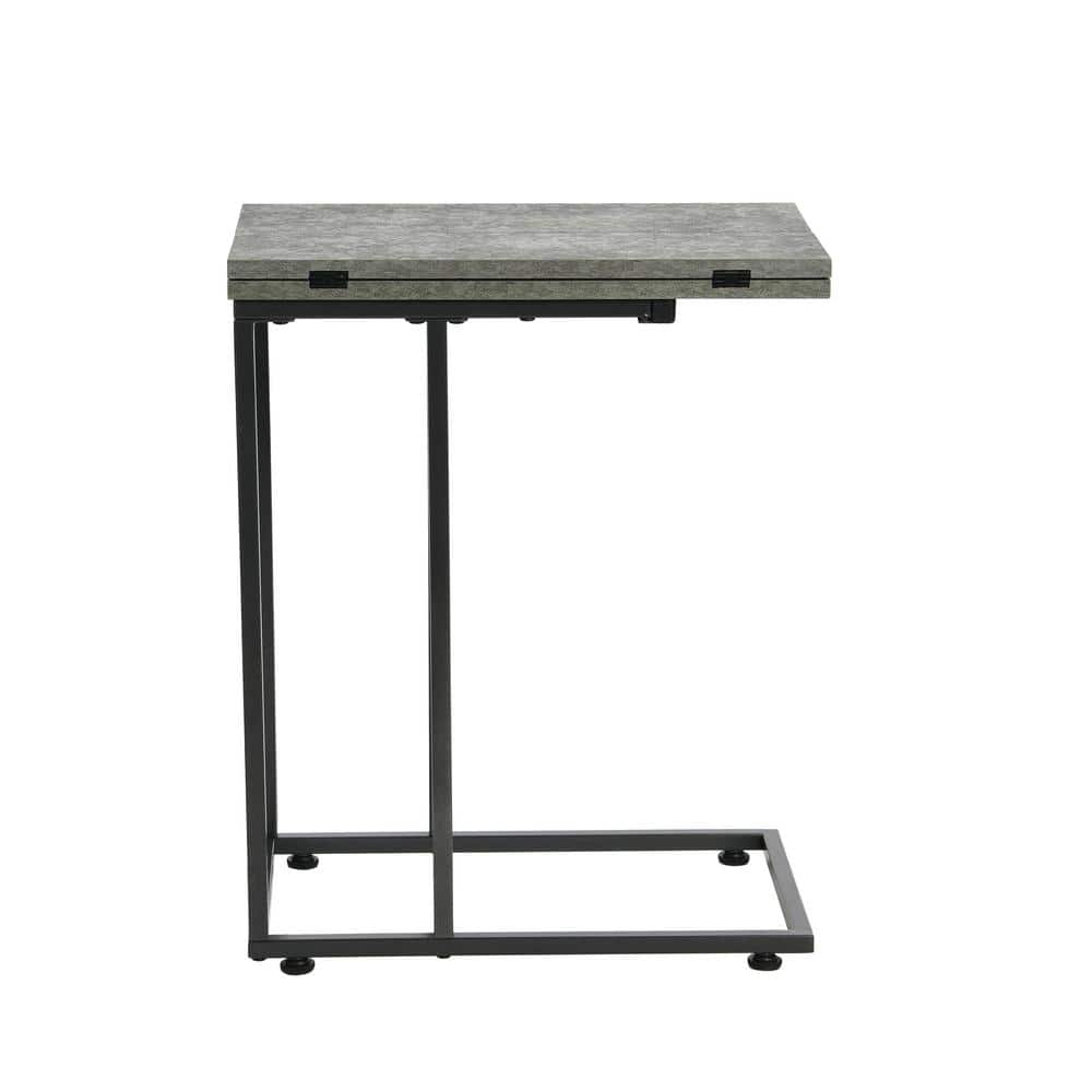 Jamestown Gray and Black Metal Extendable C-Shaped Side Table