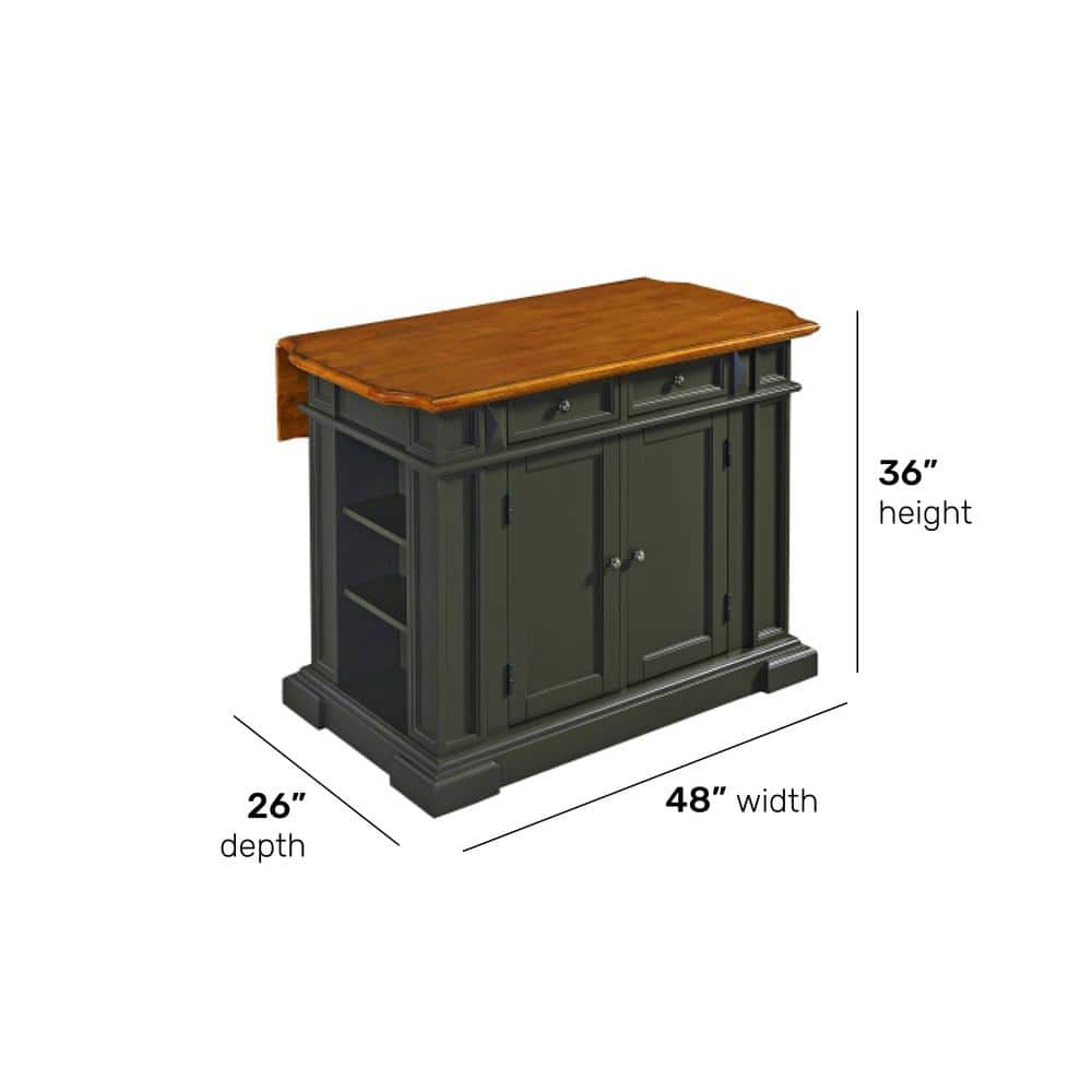 Americana Deep Grey Kitchen Island with Adjustable Shelves