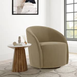Bailey Camel Brown Velvet Arm Chair with Swivel Base