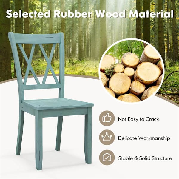 Costway Mint Green Wood Dining Chair Cross Back Dining Room Side