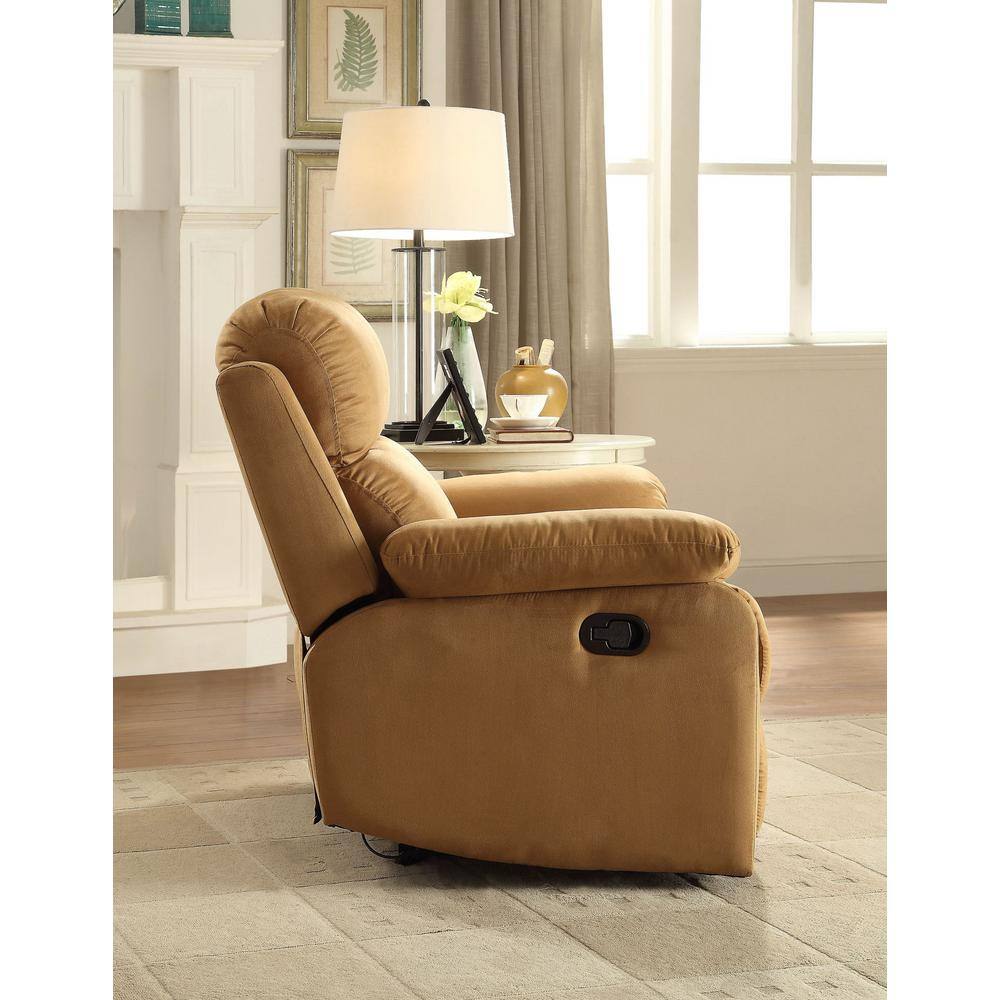JASMODER Gold Wall Hugger Recliner in Brown Microfiber for Home and