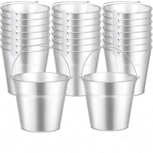 24-Piece Silver Metal 1 Bottle Ice Buckets for Wine, Champagne, Soda and Party Beverage Service