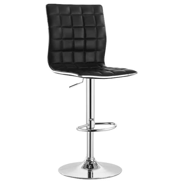 Coaster 43 in. H Black and Chrome Tufted Back Metal Frame Adjustable Bar Stool (Set of 2)