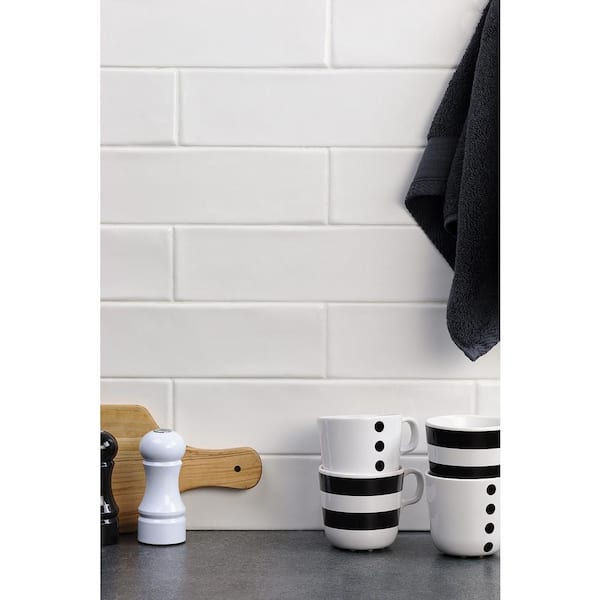 Birmingham Bianco 3 in. x 12 in. 8mm Polished Ceramic Subway Tile (5.38 sq. ft. / box)