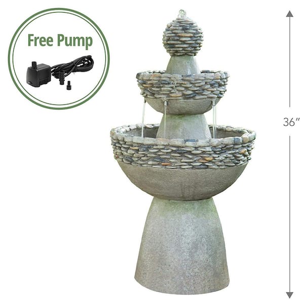Details about   Outdoor Yard Electric LED Light Rustic 3 Milk Can Buckets Tiered Water Fountain 