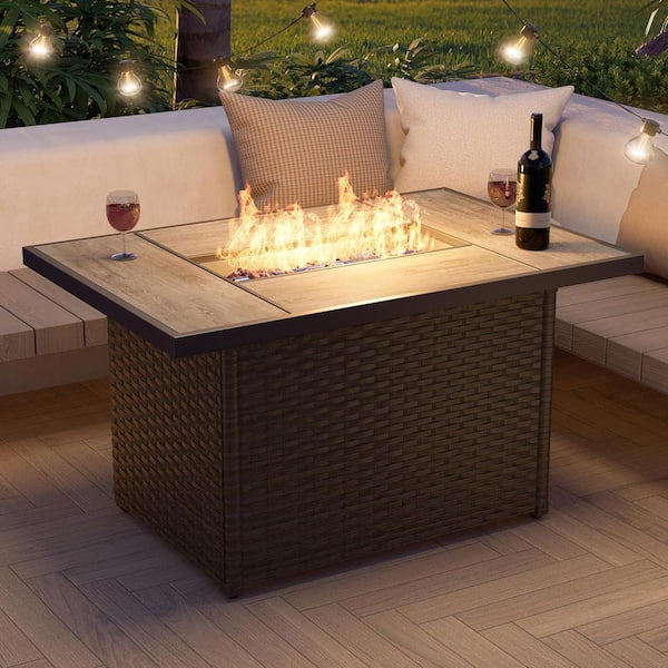 43 in. 50,000 BTU Propane Outdoor Fire Pit Table with Cover/Lid for Patio, Rectangle