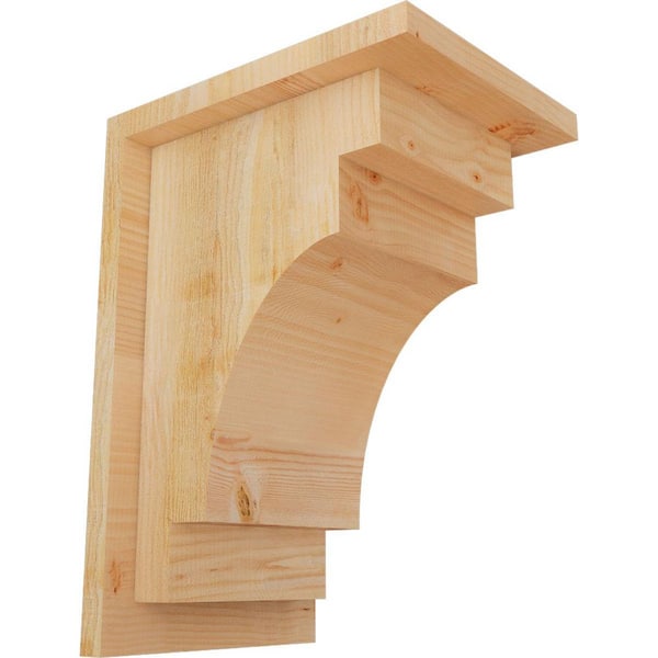 Ekena Millwork 8 in. x 10 in. x 14 in. Douglas Fir Mediterranean Rough Sawn Corbel with Backplate