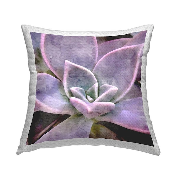 Purple Succulent Blooming Purple Square Outdoor Throw Pillow