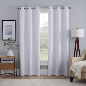 Kylie Thermaback White Solid Polyester 37 in. W x 63 in. L 100% Blackout Pair Grommet Top Curtain Panel